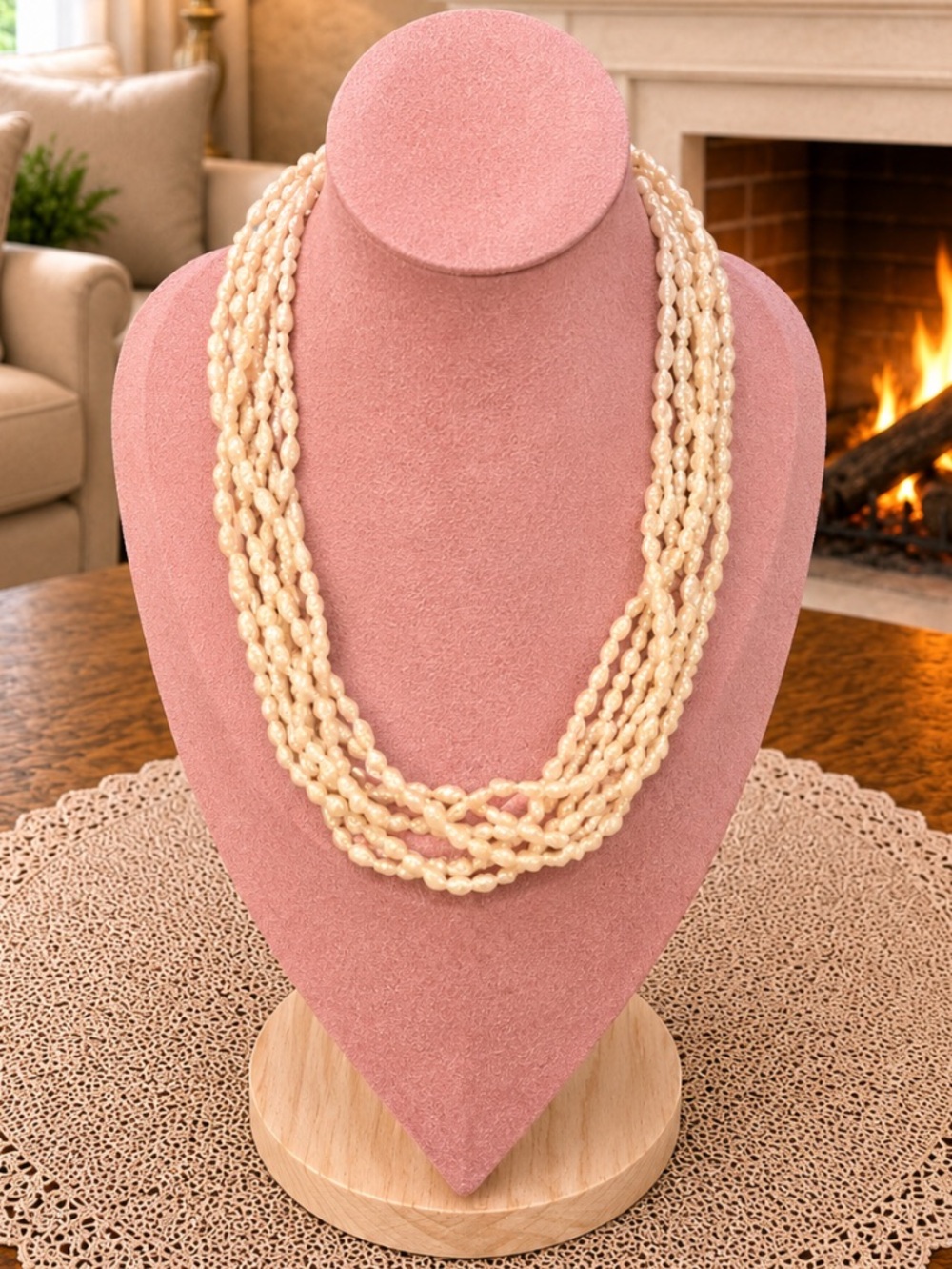 6 Strand Freshwater Rice Pearl Necklace